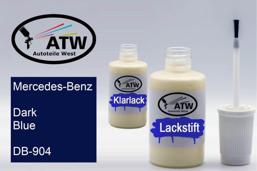 Mercedes-Benz, Dark Blue, DB-904: 20ml Lackstift + 20ml Klarlack - Set, von ATW Autoteile West.